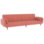 vidaXL Sofá cama 2 plazas con taburete y 2 cojines terciopelo rosa vidaXL Sofá cama 2 plazas con taburete y 2 cojines terciopelo rosa