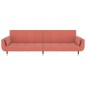 vidaXL Sofá cama 2 plazas con taburete y 2 cojines terciopelo rosa vidaXL Sofá cama 2 plazas con taburete y 2 cojines terciopelo rosa