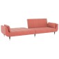 vidaXL Sofá cama 2 plazas con taburete y 2 cojines terciopelo rosa vidaXL Sofá cama 2 plazas con taburete y 2 cojines terciopelo rosa
