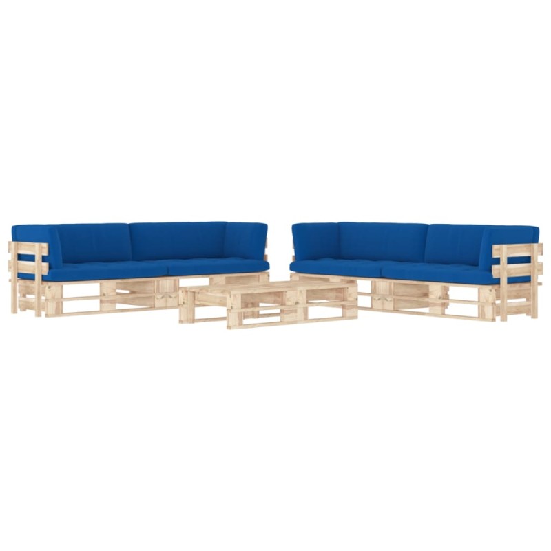 vidaXL Muebles de palets 6 pzas y cojines madera pino impregnada vidaXL Muebles de palets 6 pzas y cojines madera pino impregnada