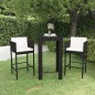 vidaXL Set muebles bar jardín 3 piezas y cojines ratán sintético negro vidaXL Set muebles bar jardín 3 piezas y cojines ratán sintético negro