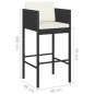 vidaXL Set muebles bar jardín 3 piezas y cojines ratán sintético negro vidaXL Set muebles bar jardín 3 piezas y cojines ratán sintético negro