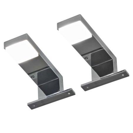 vidaXL Lámparas de espejo 2 W luz blanca fría 2 unidades