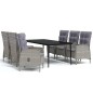 vidaXL Juego de comedor de jardín 7 piezas con cojines gris y negro vidaXL Juego de comedor de jardín 7 piezas con cojines gris y negro