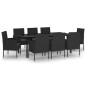 vidaXL Juego de comedor de jardín 9 piezas negro vidaXL Juego de comedor de jardín 9 piezas negro