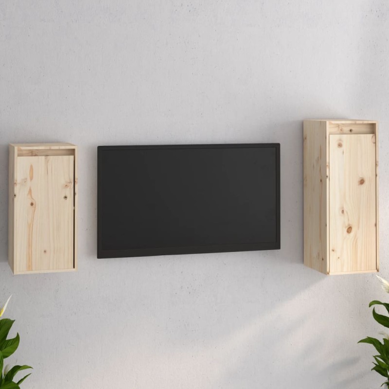 vidaXL Muebles para TV 2 piezas madera maciza de pino