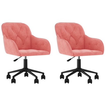 vidaXL Sillas de comedor giratorias 2 unidades terciopelo rosa