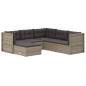 vidaXL Set de muebles de jardín 6 pzas y cojines ratán sintético gris vidaXL Set de muebles de jardín 6 pzas y cojines ratán sintético gris