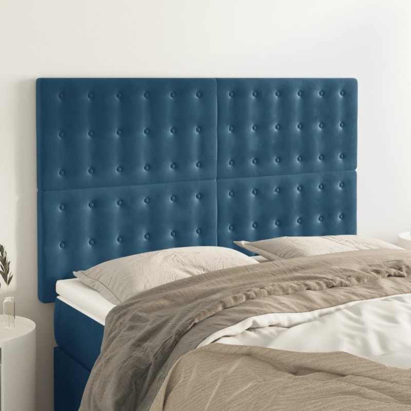 vidaXL Cabeceros 4 unidades terciopelo azul oscuro 72x5x78/88 cm vidaXL Cabeceros 4 unidades terciopelo azul oscuro 72x5x78/88 cm