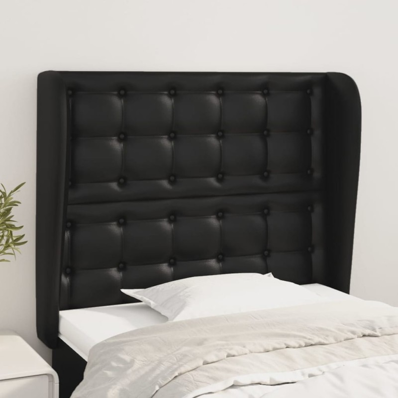 vidaXL Cabecero con orejas de cuero sintético negro 83x23x118/128 cm vidaXL Cabecero con orejas de cuero sintético negro 83x23x118/128 cm