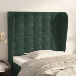 vidaXL Cabecero con orejas de terciopelo verde oscuro 83x23x118/128 cm
