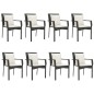 vidaXL Set de comedor de jardín 9 pzas y cojines ratán sintético negro
