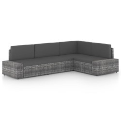 vidaXL Juego muebles de jardín 4 pzas y cojines ratán sintético gris