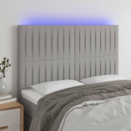 vidaXL Cabecero con luces LED tela gris claro 144x5x118/128 cm