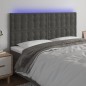 vidaXL Cabecero con luces LED terciopelo gris oscuro 160x5x118/128 cm vidaXL Cabecero con luces LED terciopelo gris oscuro 160x5x118/128 cm