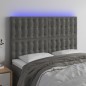 vidaXL Cabecero con luces LED terciopelo gris oscuro 144x5x118/128 cm vidaXL Cabecero con luces LED terciopelo gris oscuro 144x5x118/128 cm