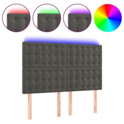 vidaXL Cabecero con luces LED terciopelo gris oscuro 144x5x118/128 cm