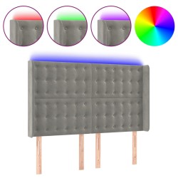 vidaXL Cabecero con LED de terciopelo gris claro 147x16x118/128 cm