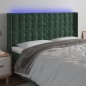 vidaXL Cabecero con LED de terciopelo verde oscuro 163x16x118/128 cm