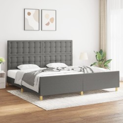 vidaXL Estructura de cama con cabecero tela gris oscuro 200x200 cm