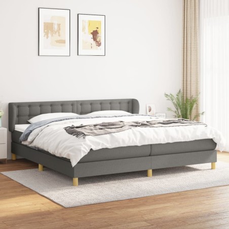 vidaXL Cama box spring con colchón tela gris oscuro 200x200 cm