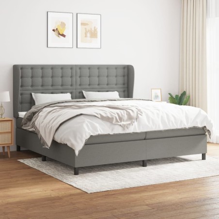 vidaXL Cama box spring con colchón tela gris oscuro 200x200 cm