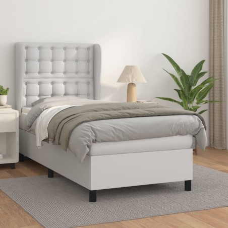 vidaXL Cama box spring con colchón cuero sintético blanco 80x200 cm