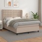 vidaXL Cama box spring con colchón cuero sintético capuchino 140x200cm