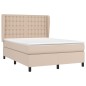 vidaXL Cama box spring con colchón cuero sintético capuchino 140x200cm