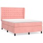 vidaXL Cama box spring con colchón terciopelo rosa 140x190 cm vidaXL Cama box spring con colchón terciopelo rosa 140x190 cm