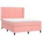 vidaXL Cama box spring con colchón terciopelo rosa 140x190 cm vidaXL Cama box spring con colchón terciopelo rosa 140x190 cm