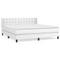 vidaXL Cama box spring con colchón cuero sintético blanco 160x200 cm