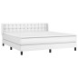 vidaXL Cama box spring con colchón cuero sintético blanco 160x200 cm