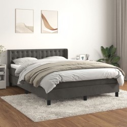 vidaXL Cama box spring con colchón terciopelo gris oscuro 140x200 cm