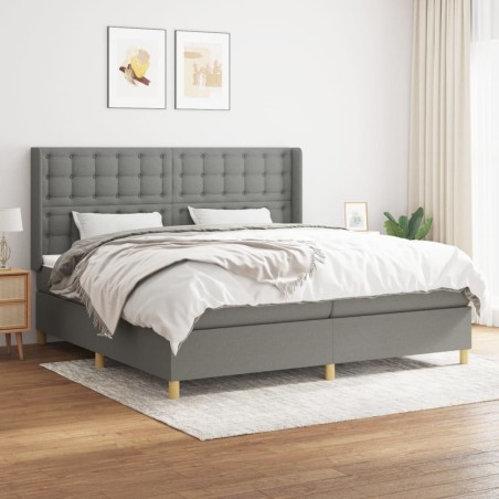 vidaXL Cama box spring con colchón tela gris oscuro 200x200 cm