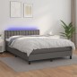 vidaXL Cama box spring colchón y LED cuero sintético gris 140x200 cm vidaXL Cama box spring colchón y LED cuero sintético gris 140x200 cm