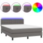 vidaXL Cama box spring colchón y LED cuero sintético gris 140x200 cm vidaXL Cama box spring colchón y LED cuero sintético gris 140x200 cm