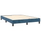 vidaXL Cama box spring colchón y LED terciopelo azul oscuro 140x190 cm