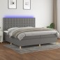 vidaXL Cama box spring colchón y luces LED tela gris claro 200x200 cm vidaXL Cama box spring colchón y luces LED tela gris claro 200x200 cm