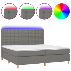 vidaXL Cama box spring colchón y luces LED tela gris claro 200x200 cm