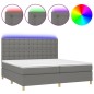 vidaXL Cama box spring colchón y luces LED tela gris claro 200x200 cm vidaXL Cama box spring colchón y luces LED tela gris claro 200x200 cm