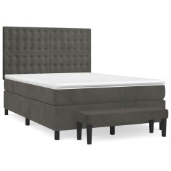 vidaXL Cama box spring con colchón terciopelo gris oscuro 140x190 cm