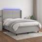 vidaXL Cama box spring colchón y luces LED tela gris claro 140x200 cm vidaXL Cama box spring colchón y luces LED tela gris claro 140x200 cm