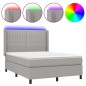 vidaXL Cama box spring colchón y luces LED tela gris claro 140x200 cm vidaXL Cama box spring colchón y luces LED tela gris claro 140x200 cm