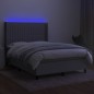 vidaXL Cama box spring colchón y luces LED tela gris claro 140x200 cm vidaXL Cama box spring colchón y luces LED tela gris claro 140x200 cm