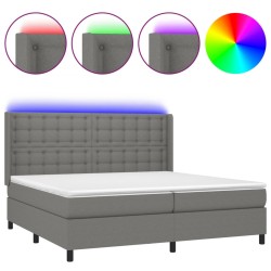 vidaXL Cama box spring colchón y luces LED tela gris claro 200x200 cm