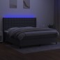 vidaXL Cama box spring colchón y luces LED tela gris claro 200x200 cm