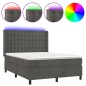 vidaXL Cama box spring colchón y LED terciopelo gris oscuro 140x200 cm vidaXL Cama box spring colchón y LED terciopelo gris oscuro 140x200 cm