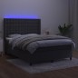 vidaXL Cama box spring colchón y LED terciopelo gris oscuro 140x200 cm vidaXL Cama box spring colchón y LED terciopelo gris oscuro 140x200 cm
