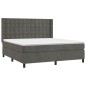 vidaXL Cama box spring colchón y LED terciopelo gris oscuro 160x200 cm